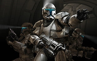 armored men holding guns illustration, Star Wars, clone trooper, video games, special forces