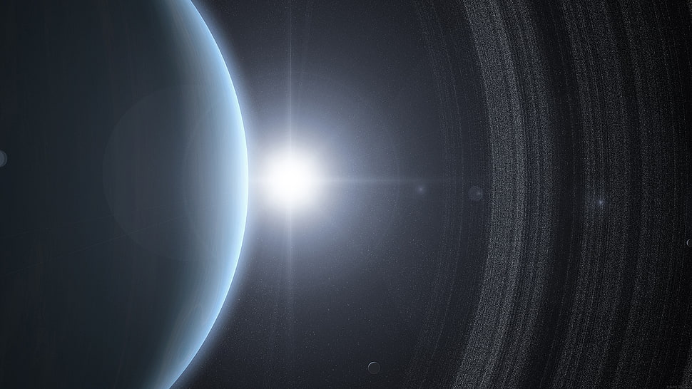planet and sun digital wallpaper HD wallpaper