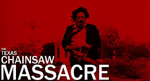 red background The Texas Chainsaw Massacre text overlay, The Texas Chain Saw Massacre, movies, horror