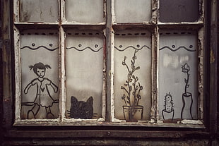 closed decorative sash window HD wallpaper