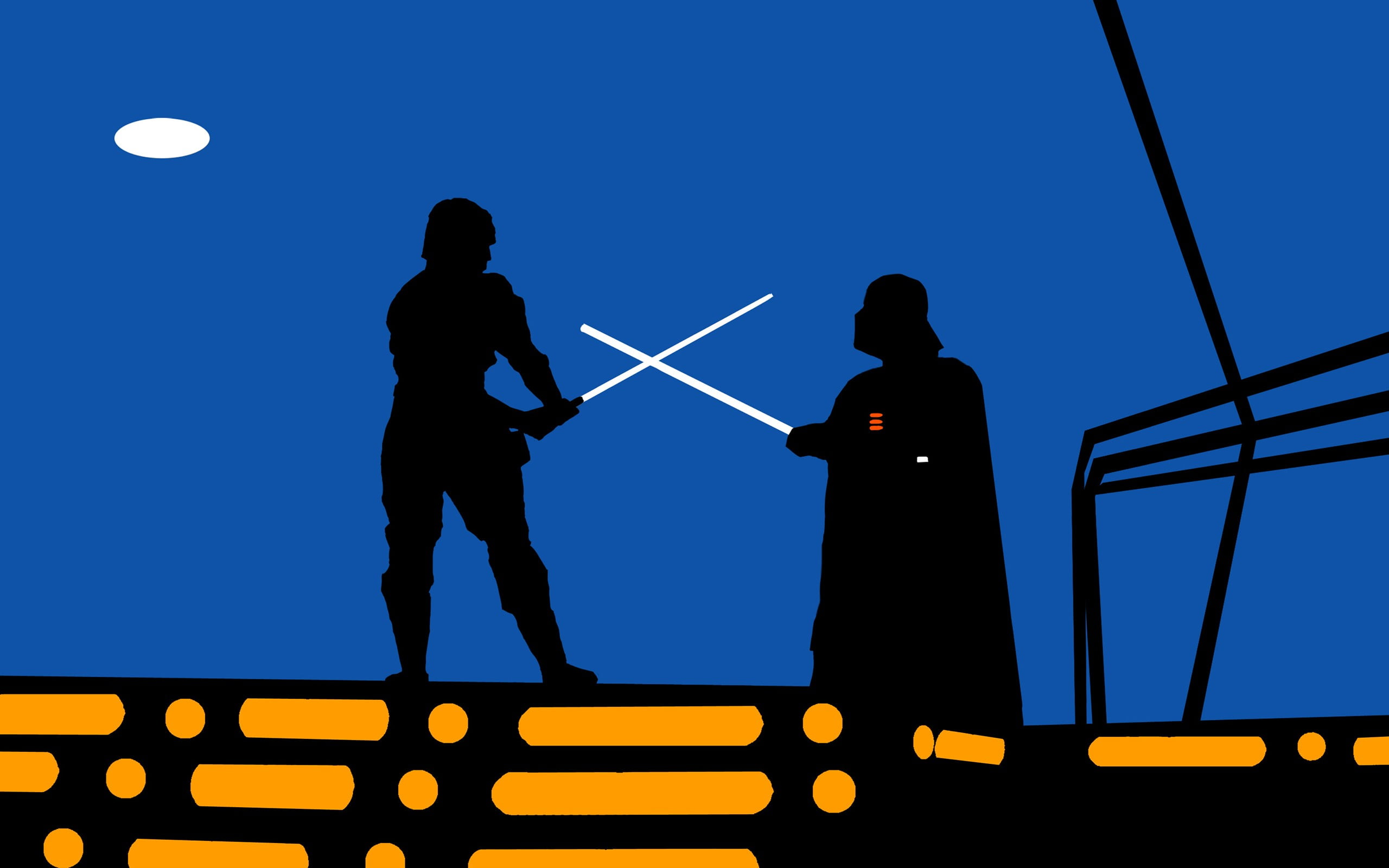 black and blue man illustration, Star Wars, minimalism, Darth Vader, Luke Skywalker