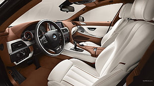 photo of white leather car seats