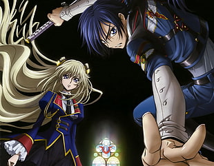 female and male anime characters HD wallpaper