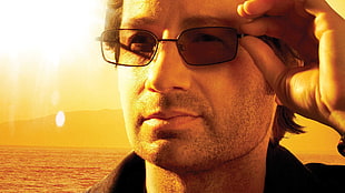 closeup photo of man wearing black sunglasses