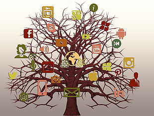 assorted site logos with bare tree