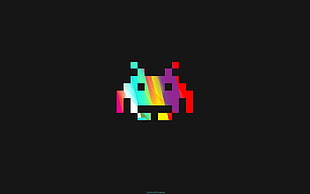 multicolored monster pixel illustration, minimalism, video games, retro games, Space Invaders