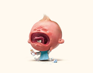 crying baby illustration HD wallpaper