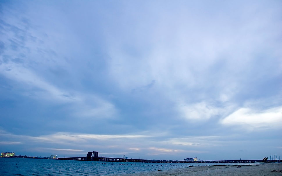 white clouds, beach HD wallpaper