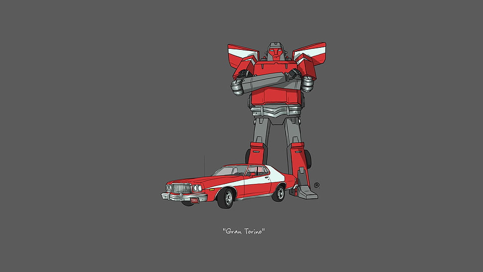 red and gray robot toy, car, Transformers, minimalism HD wallpaper