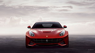 red car illustration, Ferrari F12, car