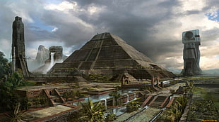 video game screenshot, fantasy art, pyramid, digital art, Maya (civilization) HD wallpaper