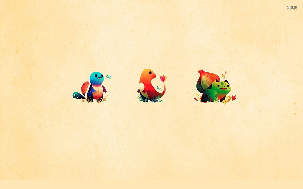 three assorted Pokemon characters illustration, Pokémon HD wallpaper