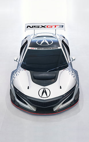 black and white Acura coupe, Acura NSX, race cars, vehicle, car