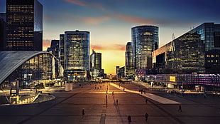 city buildings, cityscape, city, urban, sunset HD wallpaper