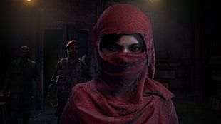 women's red hijab