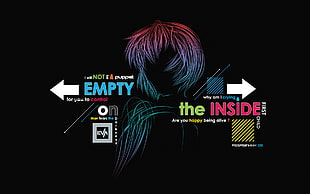 Empty the inside text, Neon Genesis Evangelion, Ayanami Rei, blue hair, typography