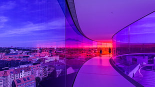 panoramic photo of glass building beside city HD wallpaper