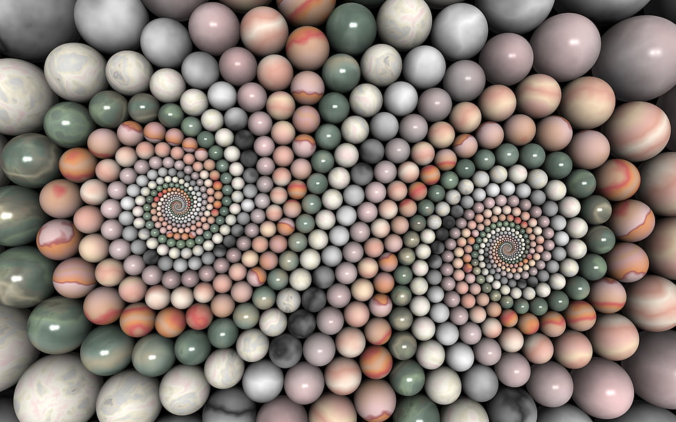 assorted-color marbles, sphere, abstract, balls, digital art HD wallpaper