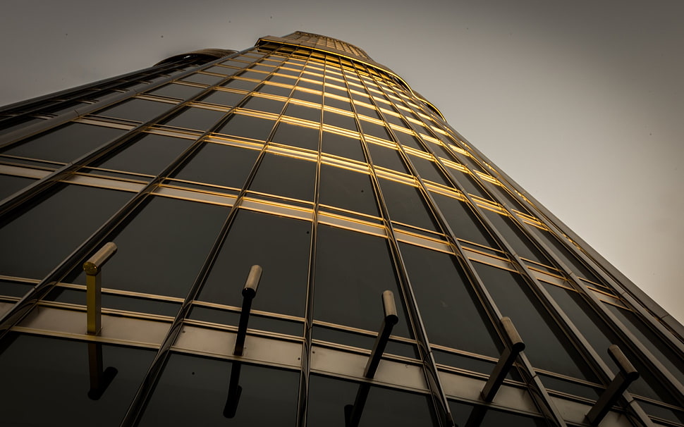 black and brown bed sheet, architecture, skyscraper, lights, Dubai HD wallpaper
