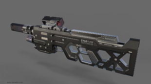 black and gray rifle, science fiction, futuristic, weapon