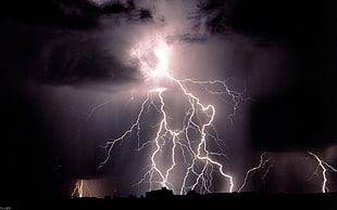 white thunderbolt, storm, night