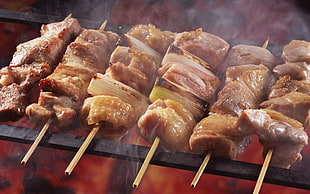 grilled meat in stick