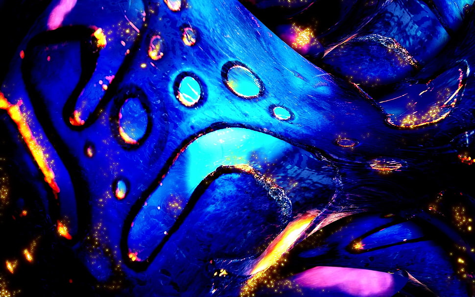 blue and black graphic wallpaper HD wallpaper