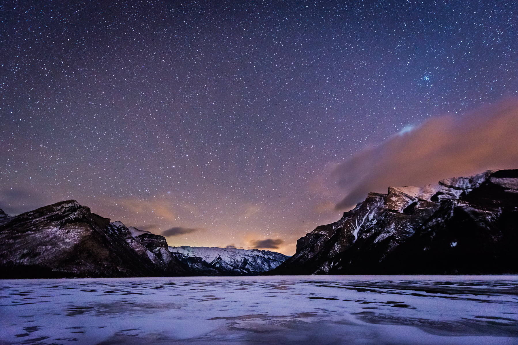 landscape photography of mountain under starry night