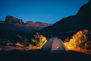 dome tent near mountain