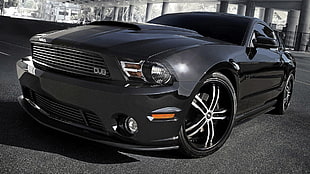 black Ford Mustang, Ford, Ford Mustang, black cars, vehicle