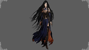black haired woman ficitional character illustration