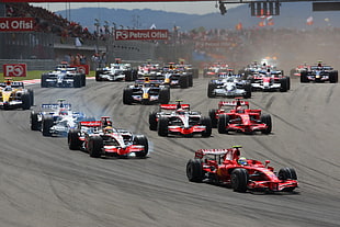 assorted-color formula car lot, car, racing, Formula 1, Istanbul Park HD wallpaper