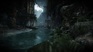 digital wallpaper of cave, landscape HD wallpaper
