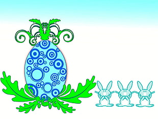 blue and teal egg on green grass graphics