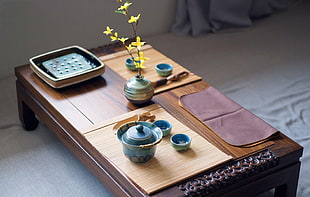 brown and black wooden table, meditation, China, Chinese, tea HD wallpaper