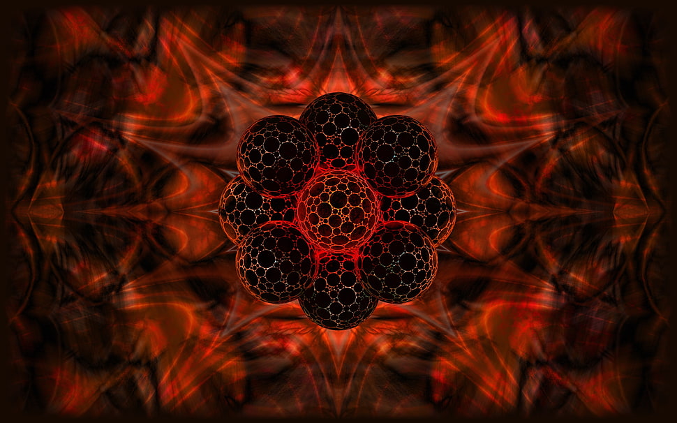 black and red round illustrations HD wallpaper