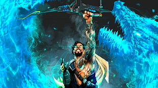 man holding arrow illustration, Overwatch, dragon, Hanzo (Overwatch), archer