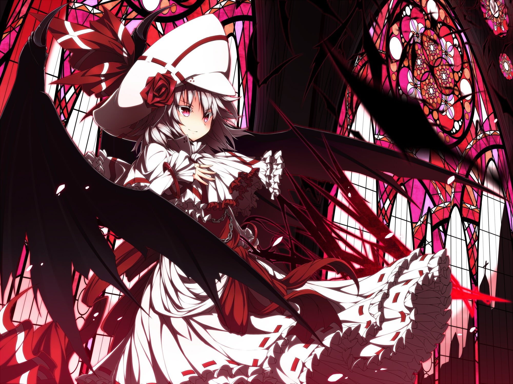 White haired female devil anime character, Touhou HD wallpaper | Wallpaper  Flare