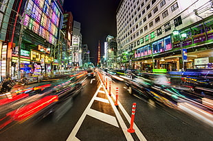 time lapsed photography of cars, tokyo HD wallpaper