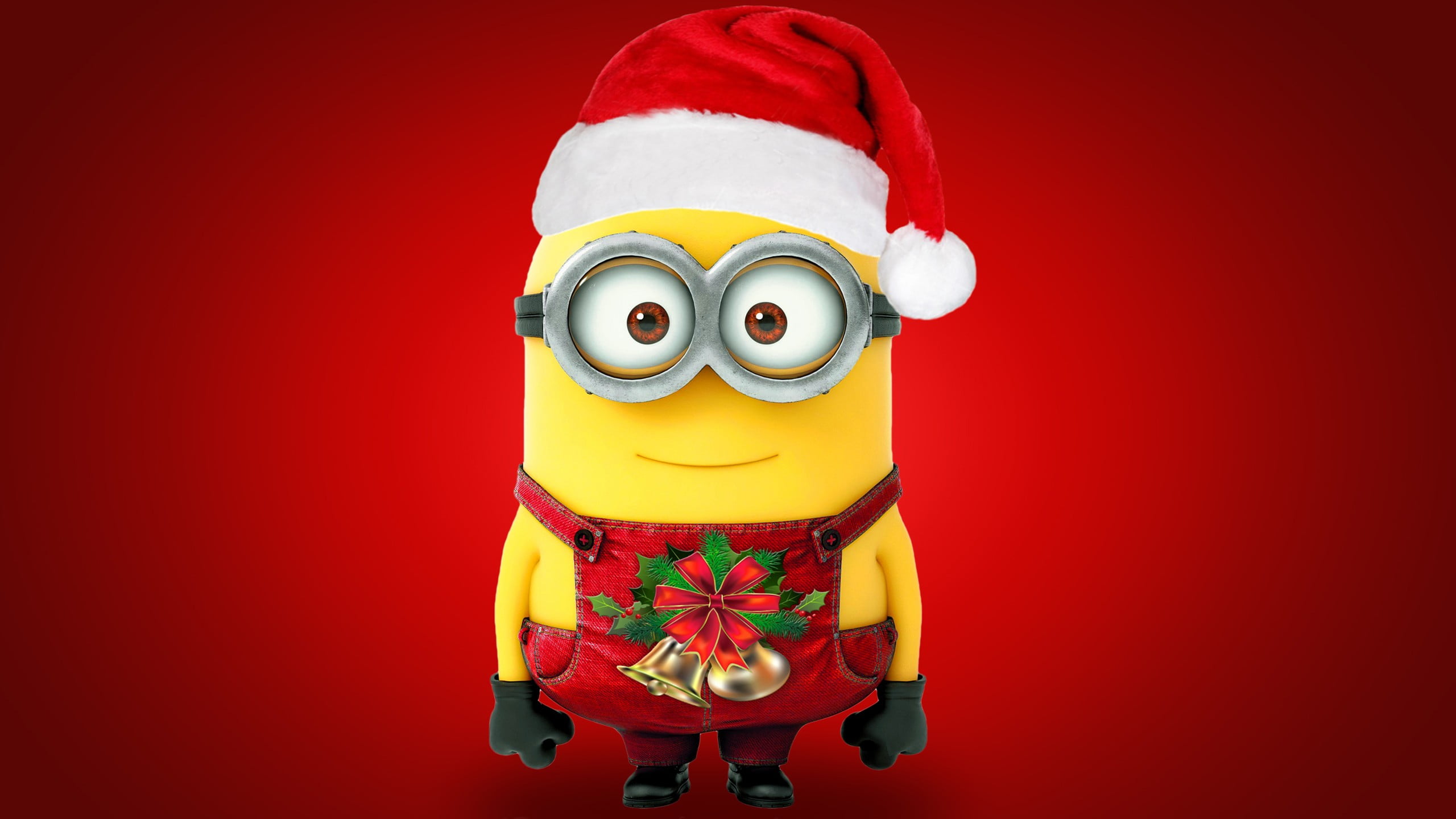 Christmas Theme Minion Digital Wallpaper Despicable Me Christmas Minions Red Background Hd Wallpaper Wallpaper Flare