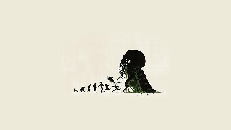 black and grey illustration HD wallpaper