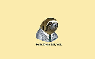 sloth illustration with text overlay, animals, minimalism