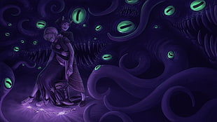 purple monster illustration, Homestuck, horror