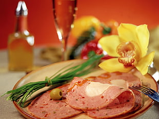 ham dish on plate