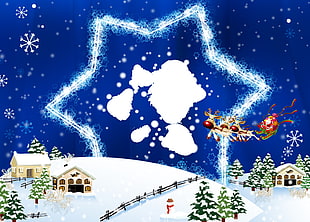 Snow Village illustration HD wallpaper