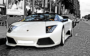 white Lamborghini coupe, car, Lamborghini