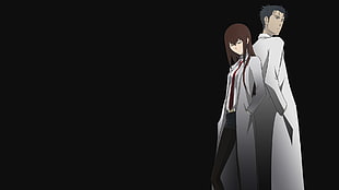 two female and male anime characters, anime, Steins;Gate, Makise Kurisu, Okabe Rintarou HD wallpaper