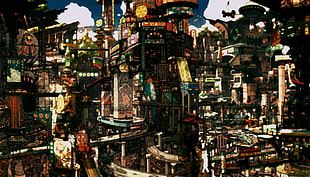 futuristic city digital wallpaper, Imperial Boy, anime, cityscape, digital art