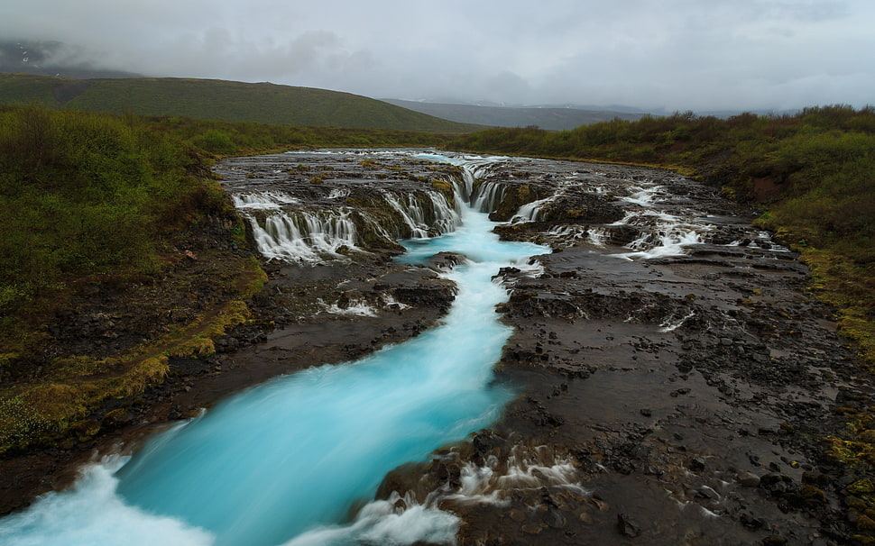 timelapse photography of river, landscape, Iceland, waterfall HD wallpaper