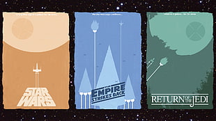 three Star Wars wallpapers, Star Wars, movies, Film posters